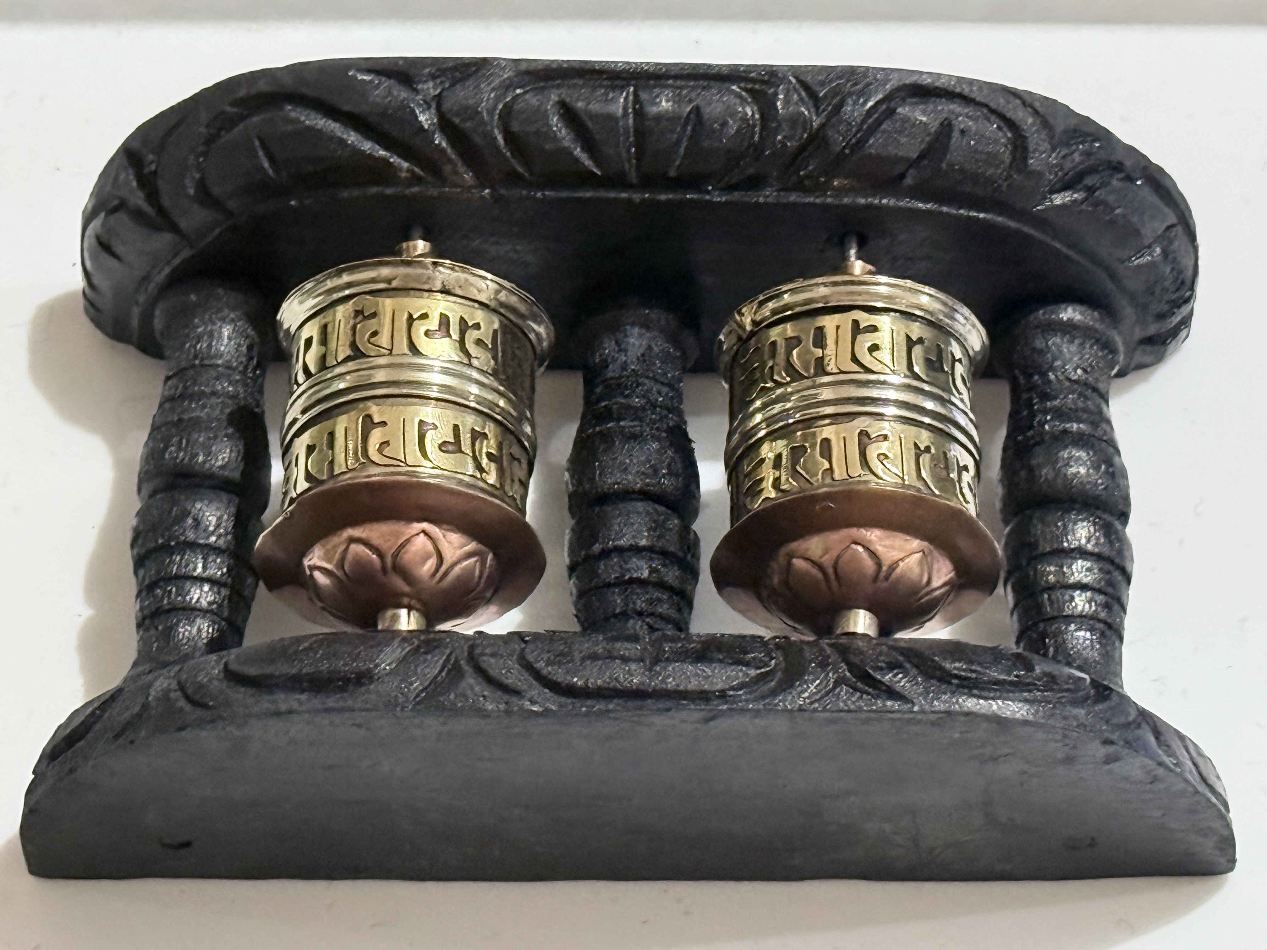 Double Tibetan Prayer Wheel – Handcrafted Spiritual Decor (Large)